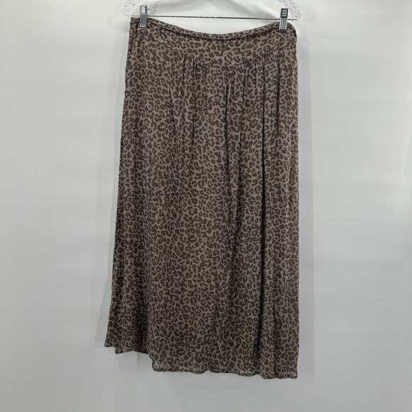 Wrap London Skirt Womens 10 Beige Animal Print Zip Layered Flowy Viscose Midi - Picture 5 of 14